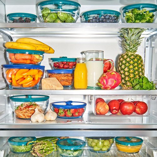 Anyday 7-Cup Glass Food Storage with Glass Lid, Round Shallow Dish | Plastic-Free Meal Prep & Microwave Cookware | Stackable Airtight Storage Container with Vented Lid for Microwave-Safe Reheating