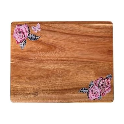 Dolly Parton Acacia Wood Reversible Cutting Board, Rose Print, Gentle on Knives, Ideal for Chopping and Serving, 8 x 10 Inch
