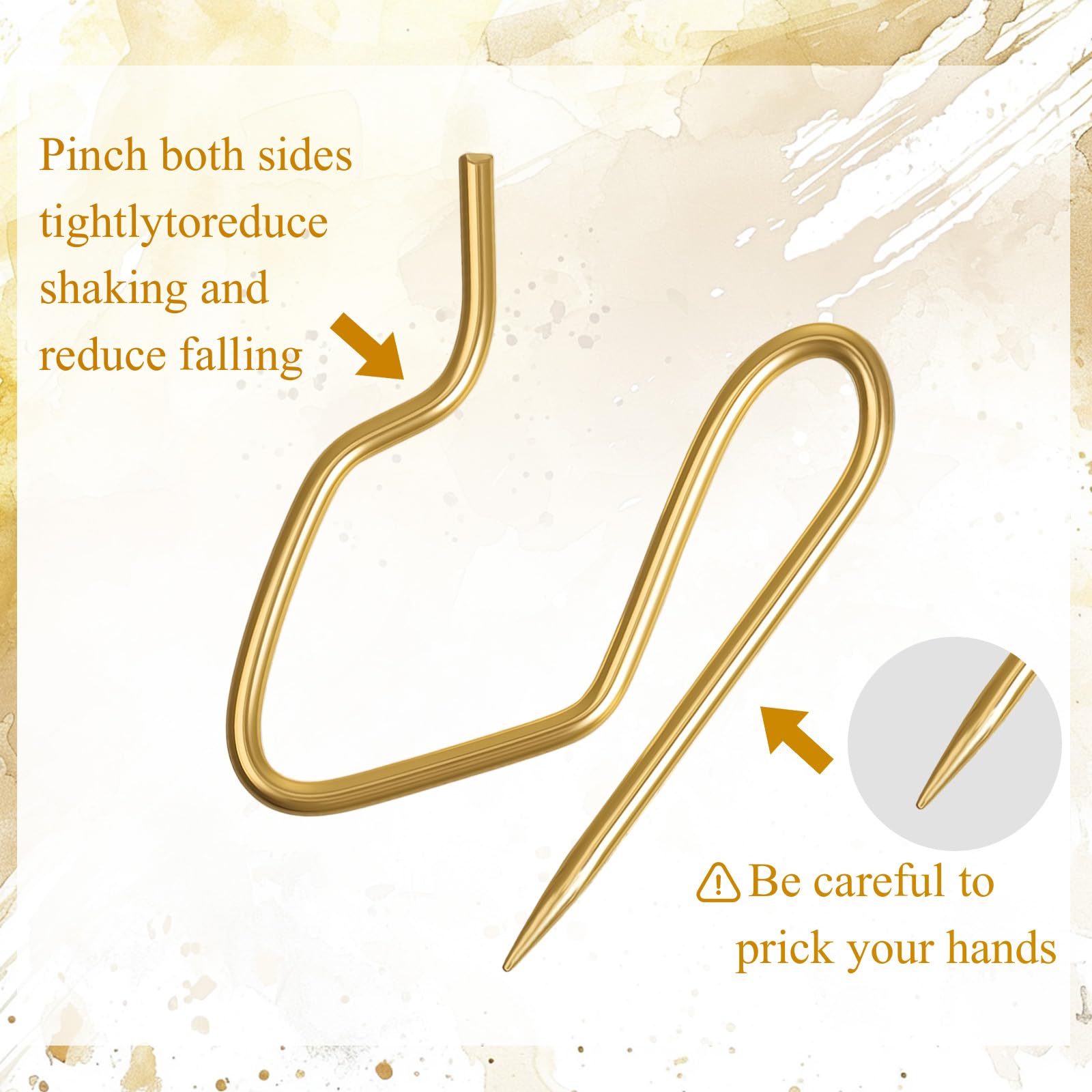 Outus 58 Pack Metal Curtain Hooks Pin On Drapery Hooks 1.2 x 1 Inch for Window,Door,Shower Curtain(Gold)