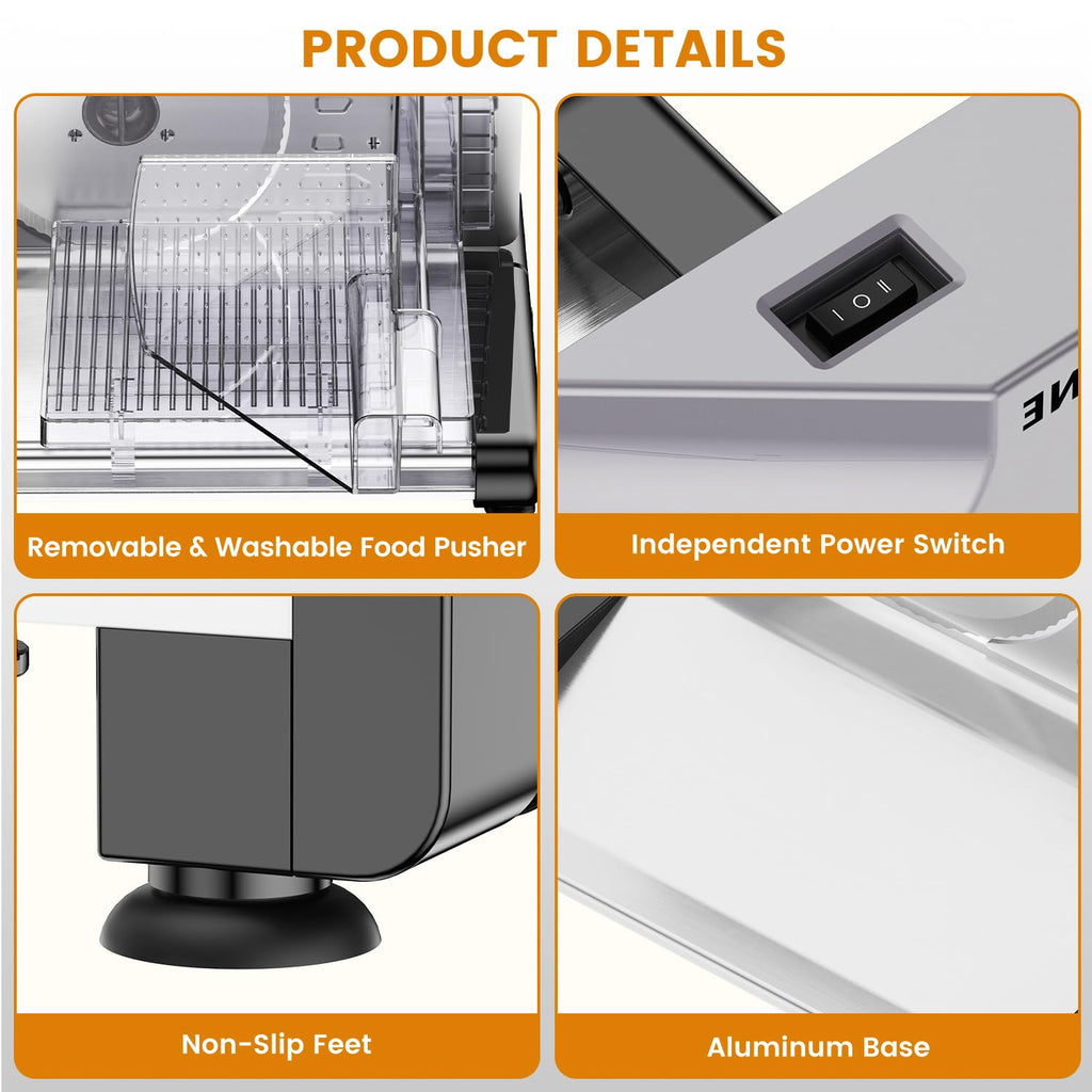 Meat Slicer Machine for Home – 120W Deli Meat Slicer with 6.7" Blade, Adjustable Thickness 0-18mm, Foldable Design, Easy to Clean Meat Cutter Machine, Safe Deli Slicer for Home Use