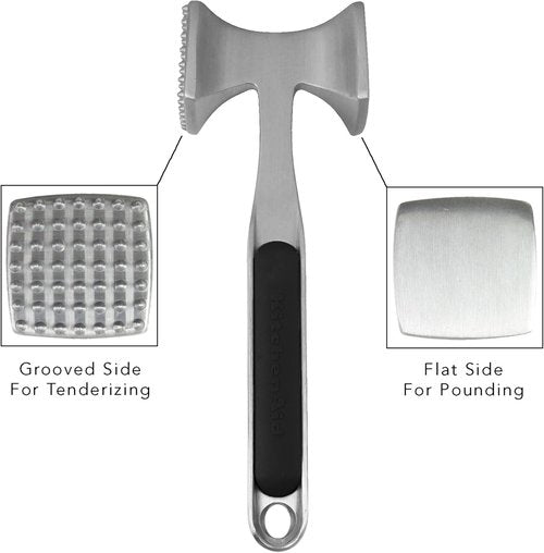 KitchenAid Gourmet Meat Tenderizer - Multi-Sided Design for Pounding Meats & Nuts | Easy Storage, Black