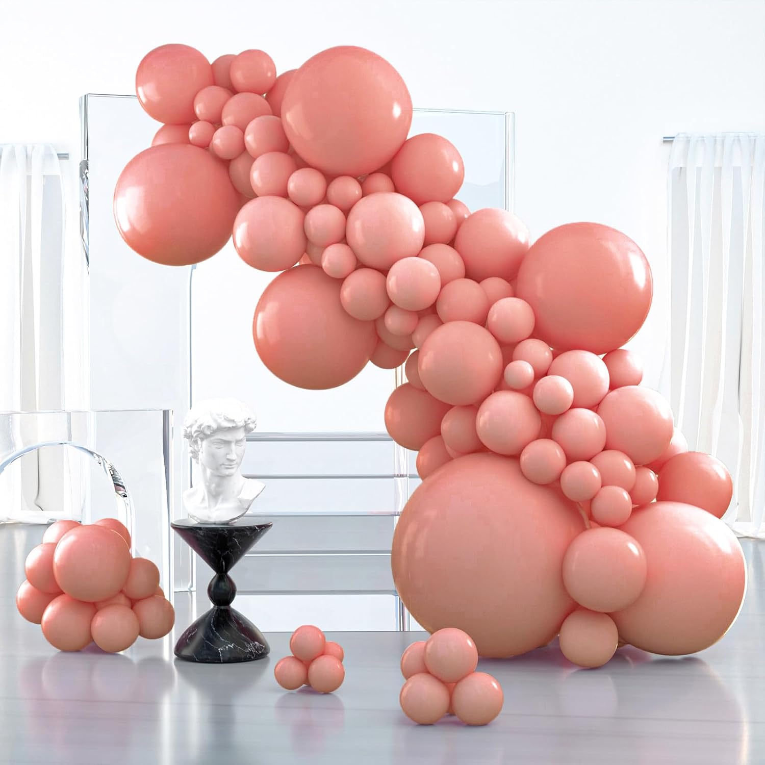 PartyWoo Dusty Pink Balloons - 100pcs Assorted Sizes for Baby Shower & Birthday Party Decor | Blush Pink & Dusty Rose