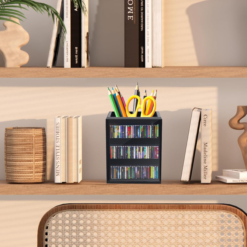 Skiennix Mini Bookshelf Ornament - 100pcs Miniature Library for Book Lovers | Black Bookmark Holder Decor