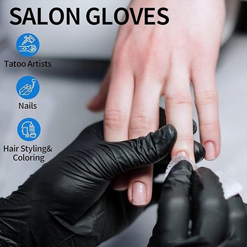 Jointown 5.5 Mil Nitrile Exam Gloves, Medical Black Gloves Disposable Latex Free Medium Powder-Free For Exam, Food Prep Cleaning, 1000 Pcs, M