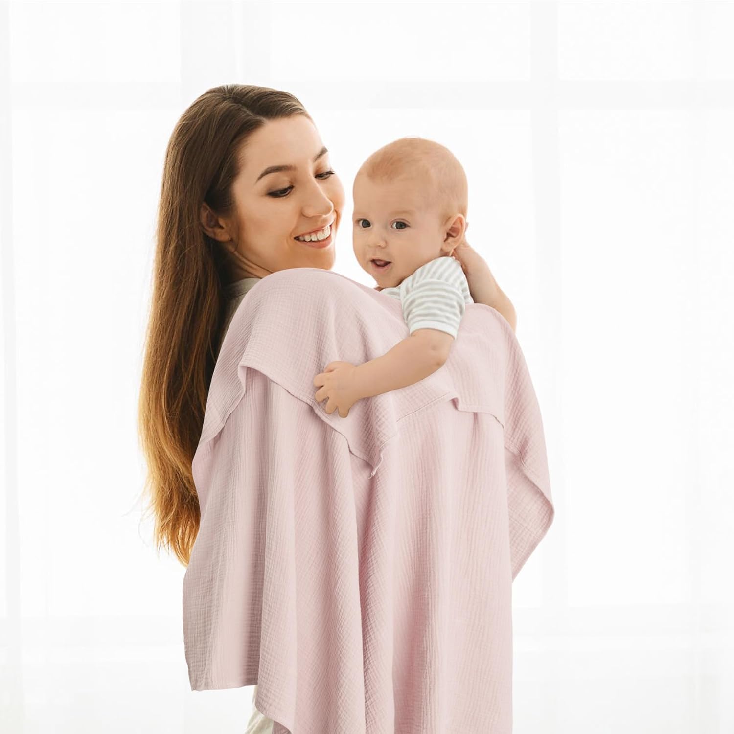 Susurration Muslin Receiving Blanket - 100% Cotton Soft Swaddle for Newborns | Unisex Pink 38x40 Inch