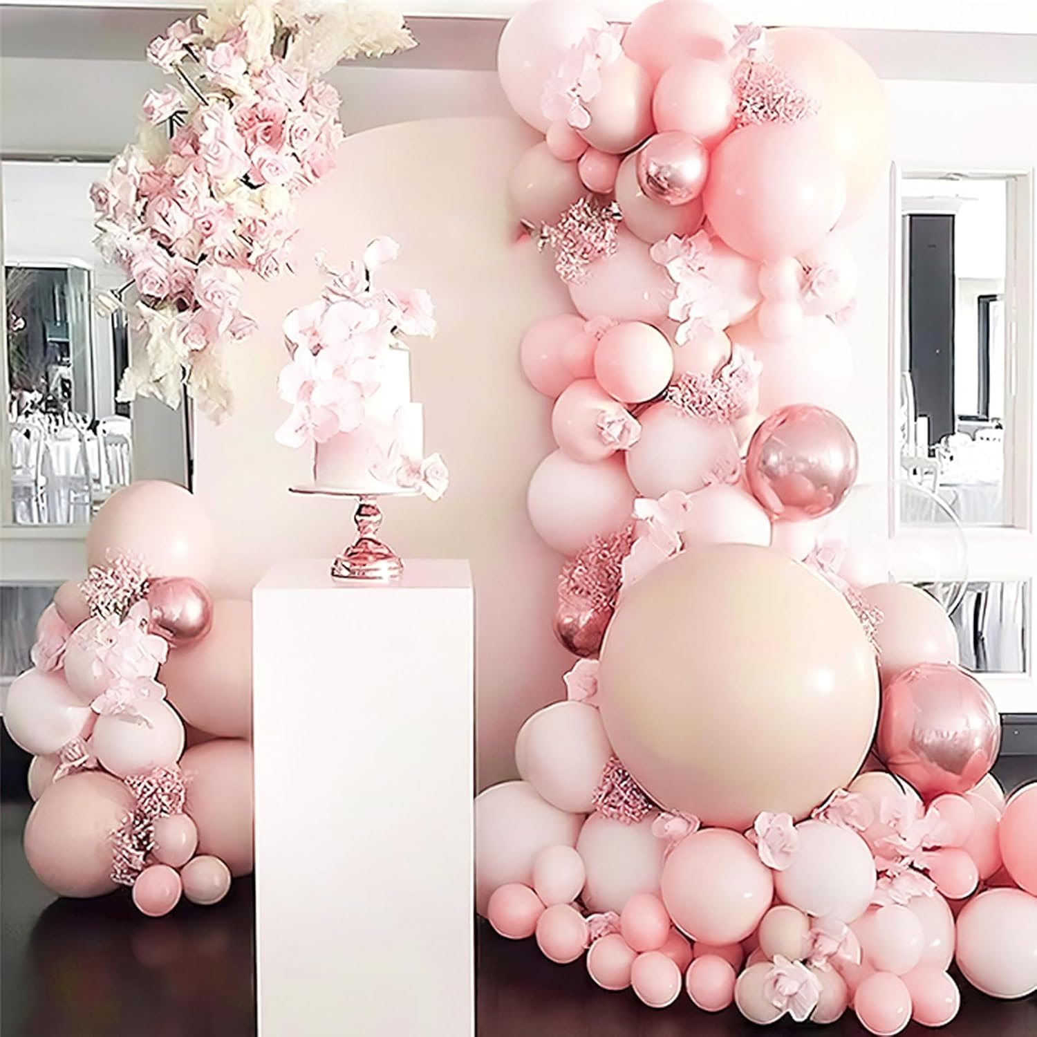 PartyWoo Pale Pink Balloon Arch Kit - 100pcs in Various Sizes for Birthday, Engagement, Baby Shower Decor