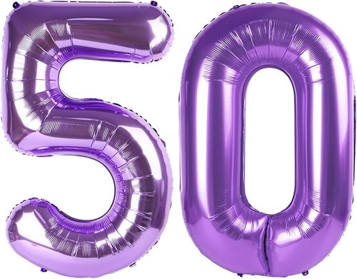 Foil Number 50 Balloons - 40 Inch Purple 50th Birthday Party Decoration for Men & Women