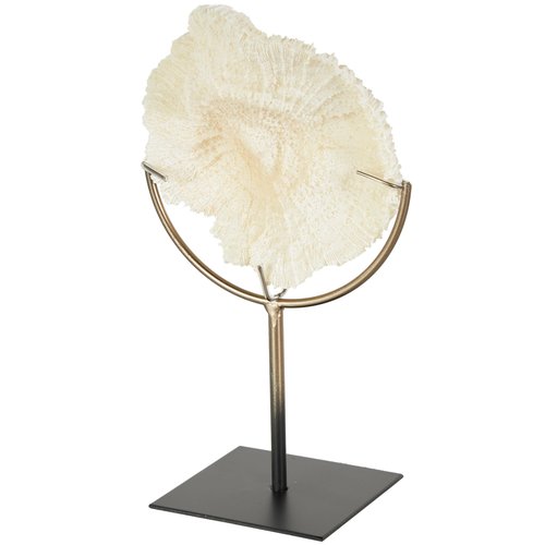 Deco 79 Polystone Coral Decorative Sculpture Textured Home Decor Statue with Bronze Stand, Accent Figurine 7" x 5" x 12", Light Blue