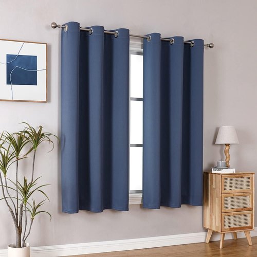 ChrisDowa Grommet Blackout Curtains - Thermal Insulated Room Darkening Panels, Stone Blue, 42W x 63L