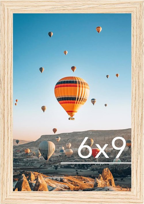 JCJMY 6x9 Picture Frame - Versatile Wall & Tabletop Display | Shatter-Resistant Plexiglass, Natural Finish