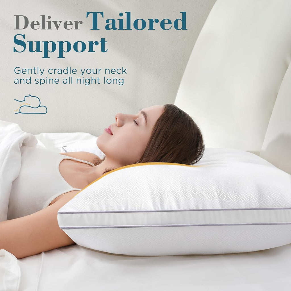 Viewstar Queen Size Pillows Set of 2 - Hotel Quality Down Alternative Gusseted Design for All Sleepers | White