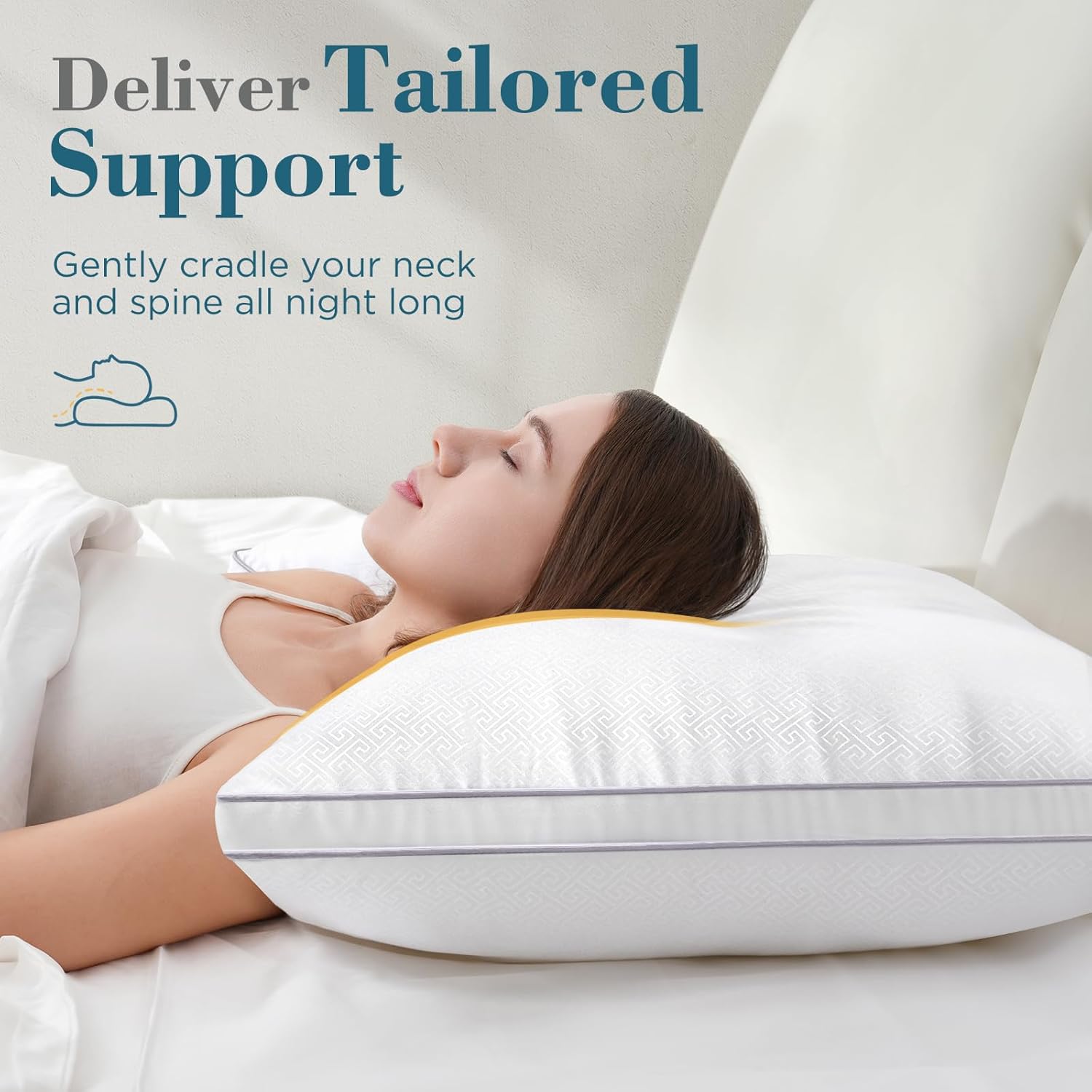 Viewstar Queen Size Pillows Set of 2 - Hotel Quality Down Alternative Gusseted Design for All Sleepers | White