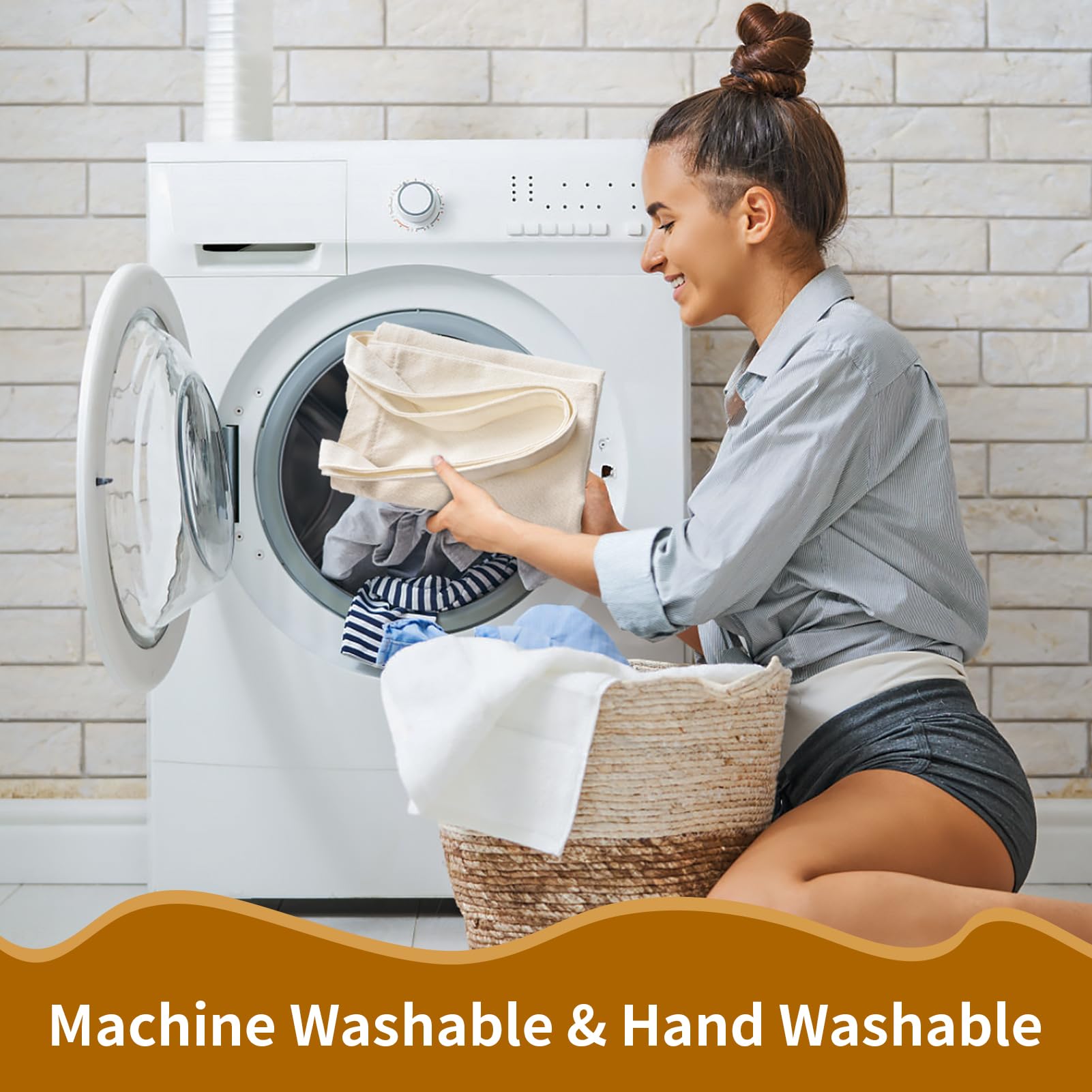 10 Pack Canvas Tote Bag with Zipper, OLSUNOR Reusable Grocery Bags with Long Handle, DIY Heat Transfer Sublimation Blanks Shopping Bags for Advertising, Birthday, New Year, Valentine's Day (Off-white)