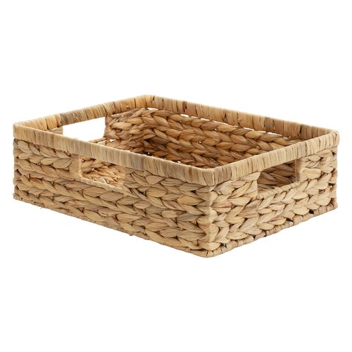 StorageWorks Pantry Baskets, Wicker Storage Baskets for Organizing, Bathroom Shelves, Pantry Organizers and Storage, Water Hyacinth, 15½"L x 11¾"W x 4 ¾"H