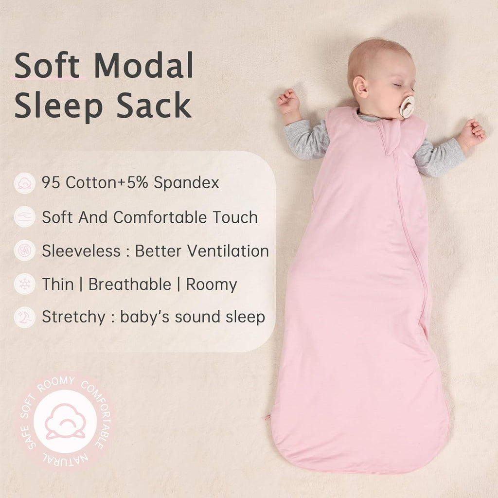 Skiennix Sleep Sack | 1.0 TOG Wearable Blanket for 6-18 Months | Lightweight Bamboo Rayon, Pink, M