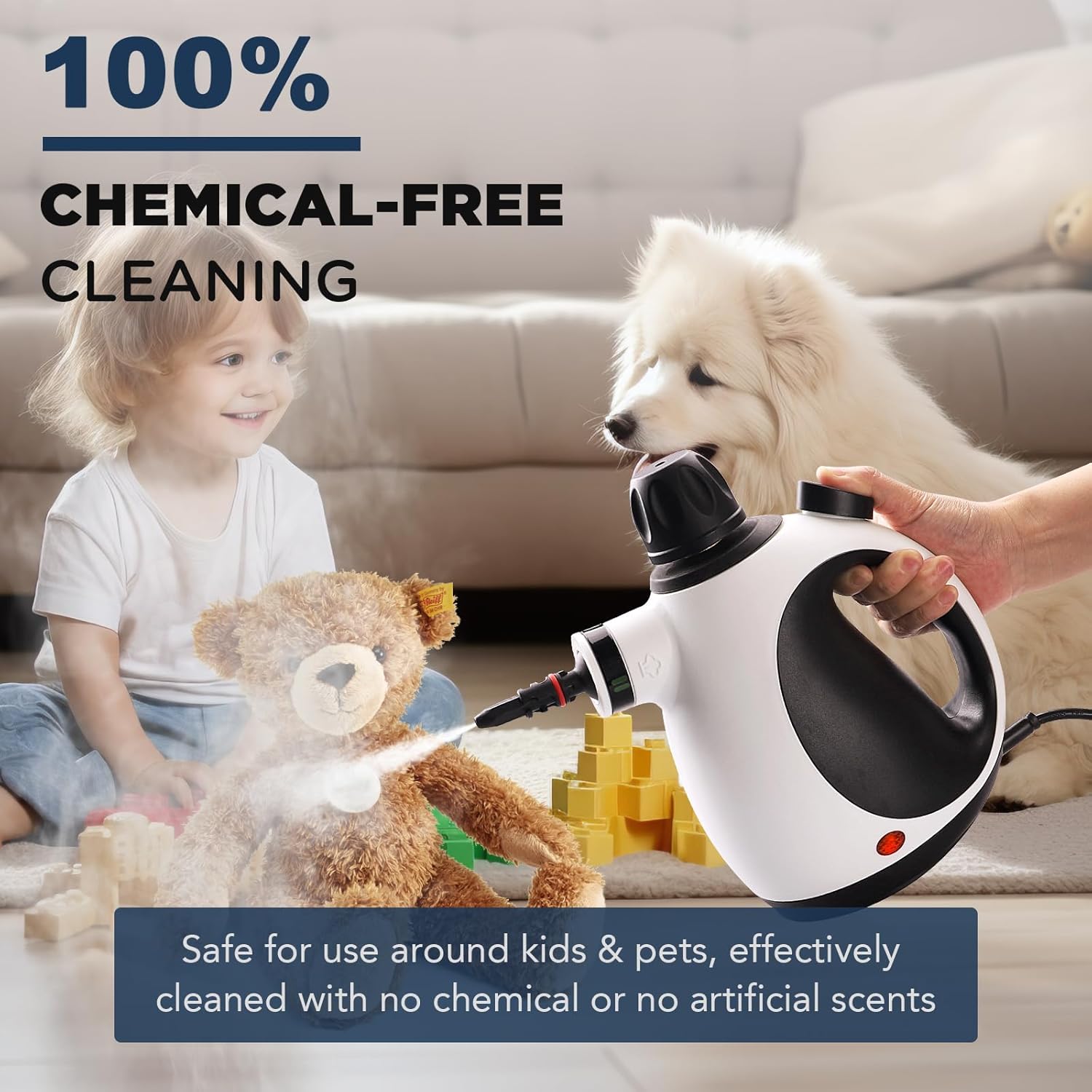 Skiennix Handheld Steam Cleaner - Portable Upholstery Steamer with 10 Accessories & Safety Lock