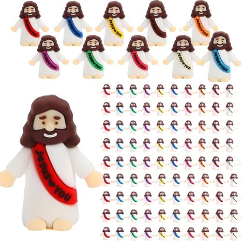 Little Jesus Figures - 100 Pack Mini Jesus Figurines for Sunday School & Easter Egg Stuffers
