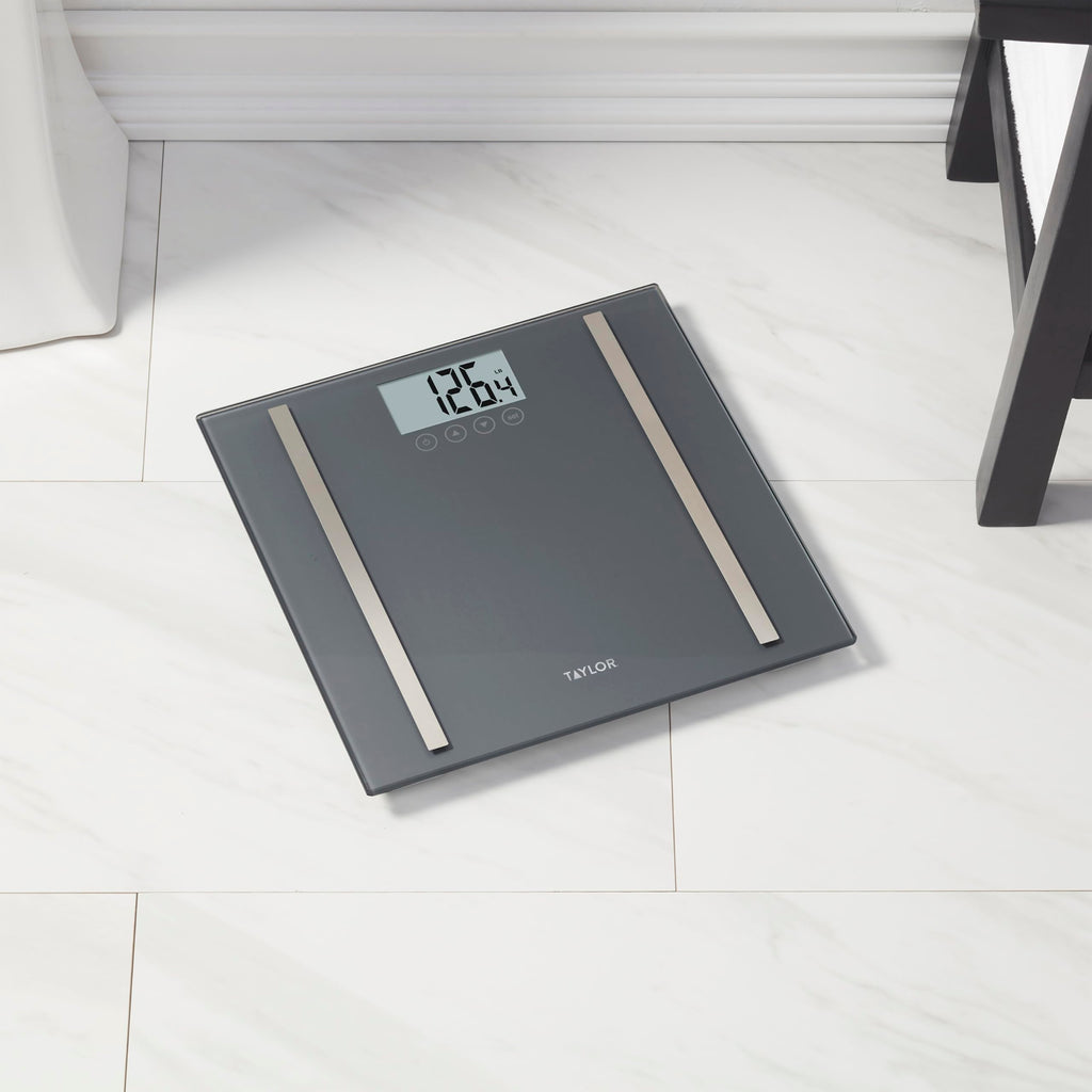 Taylor Digital Body Composition Scale, Bathroom Scale for Body Weight, Measures Body Fat, Body Water & Muscle Mass, 8 User Recognition, Normal & Athlete Modes, 400 lb Capacity, Black
