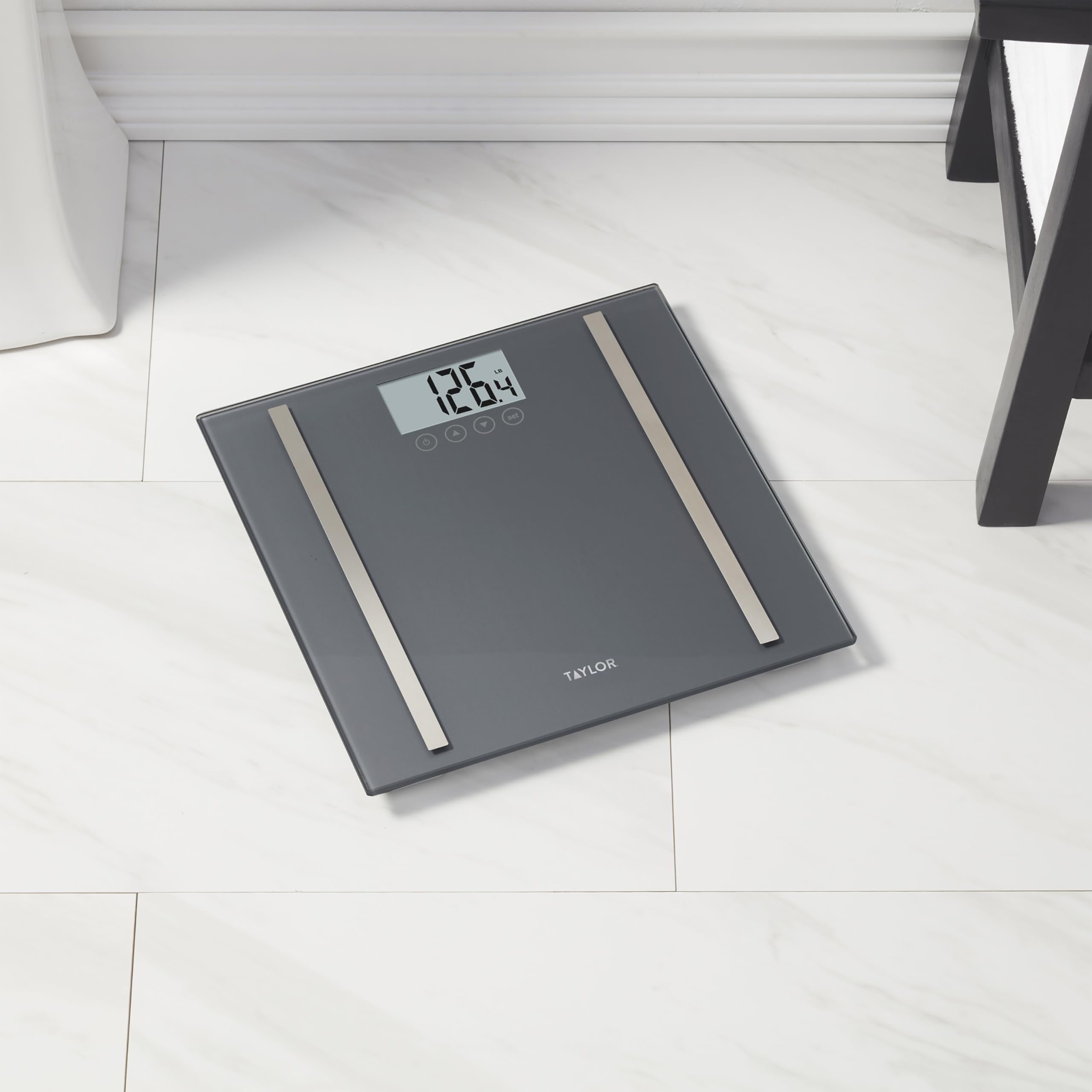 Taylor Digital Body Composition Scale, Bathroom Scale for Body Weight, Measures Body Fat, Body Water & Muscle Mass, 8 User Recognition, Normal & Athlete Modes, 400 lb Capacity, Black