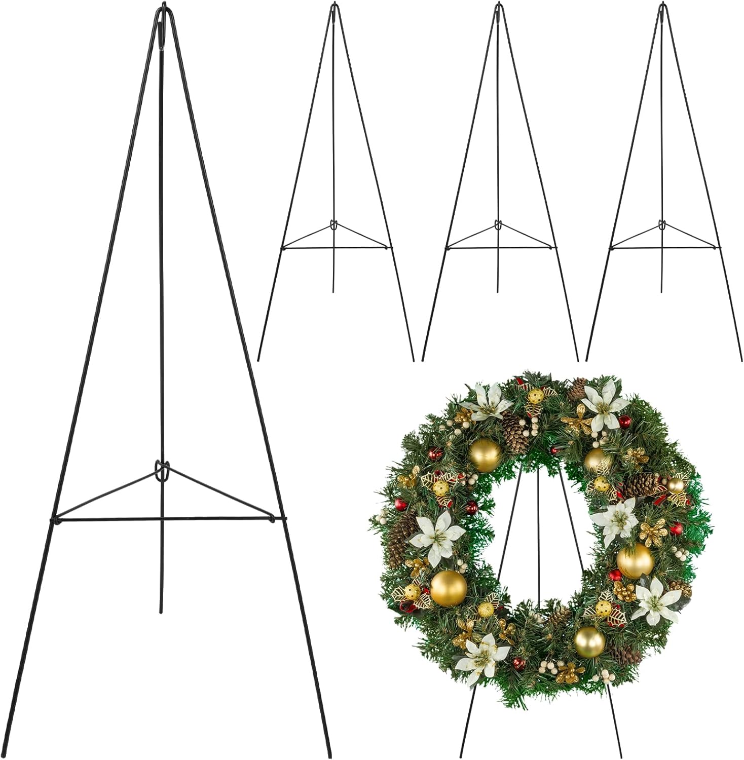 Soaoo Christmas Wreath Stand - Metal Easel for Cemetery Grave Flower Holder | 30-Inch Gravestone Decor
