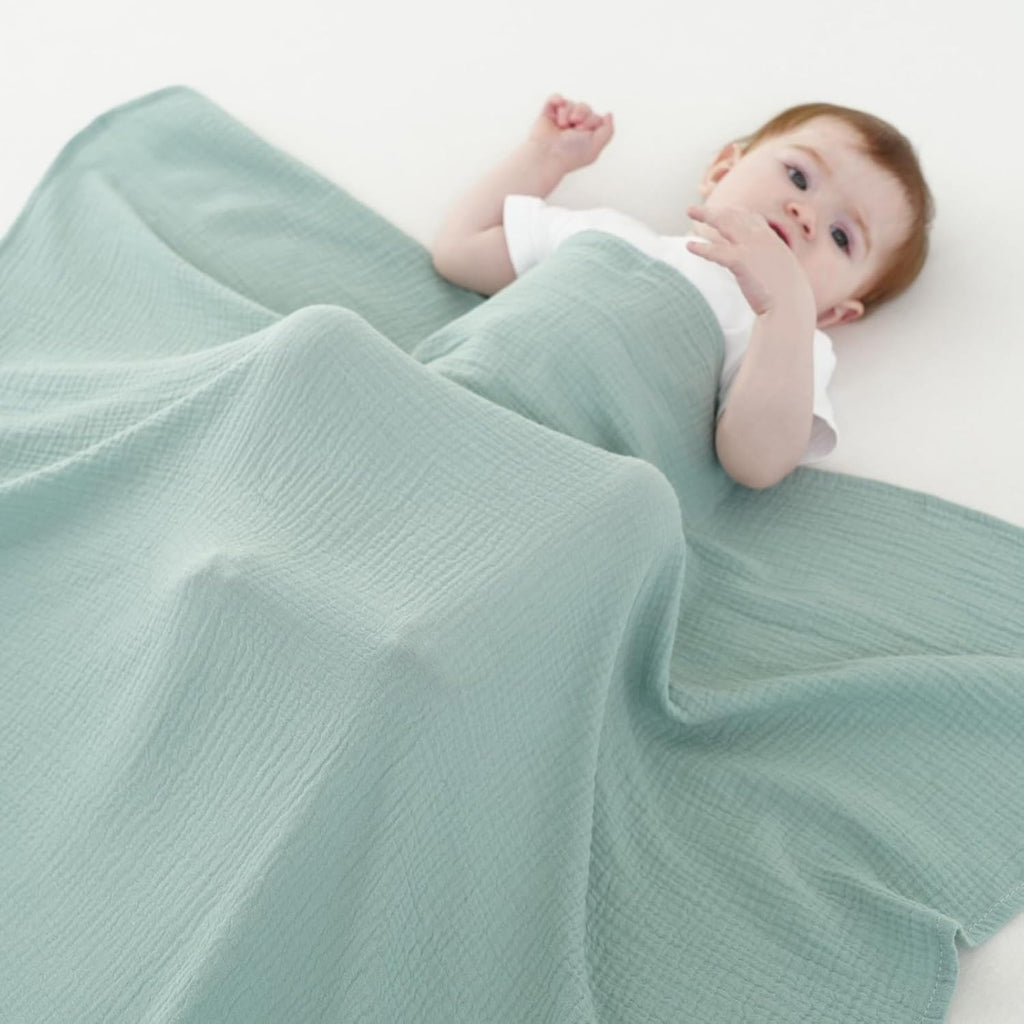 Skiennix Muslin Swaddle Blankets - 100% Cotton, Soft & Breathable, 2 Pack, Large 40 x 40 Inches