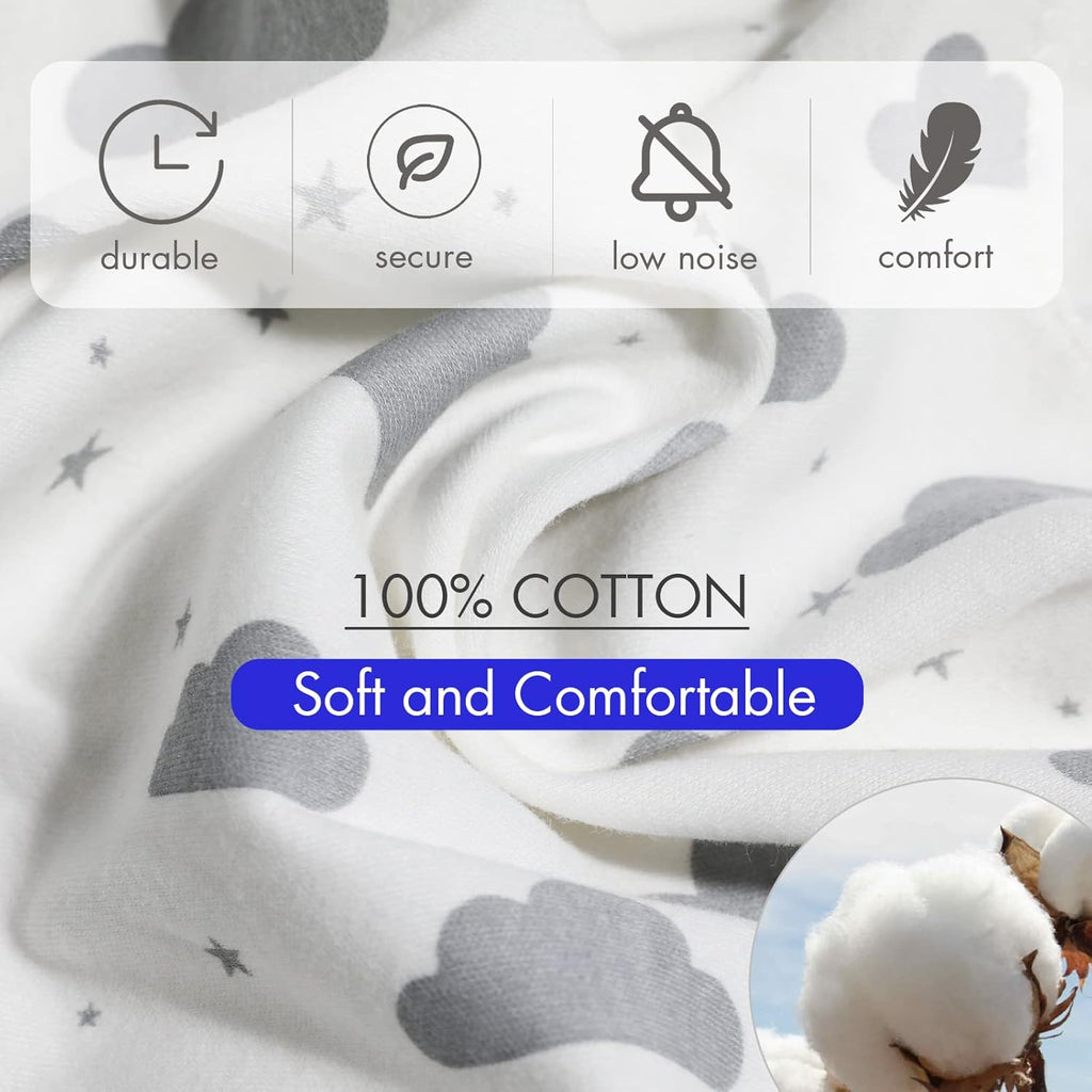 Skiennix Organic Baby Swaddle Sleep Sacks - 4-Pack Adjustable Cotton Wraps for Newborns (0-3 Months)