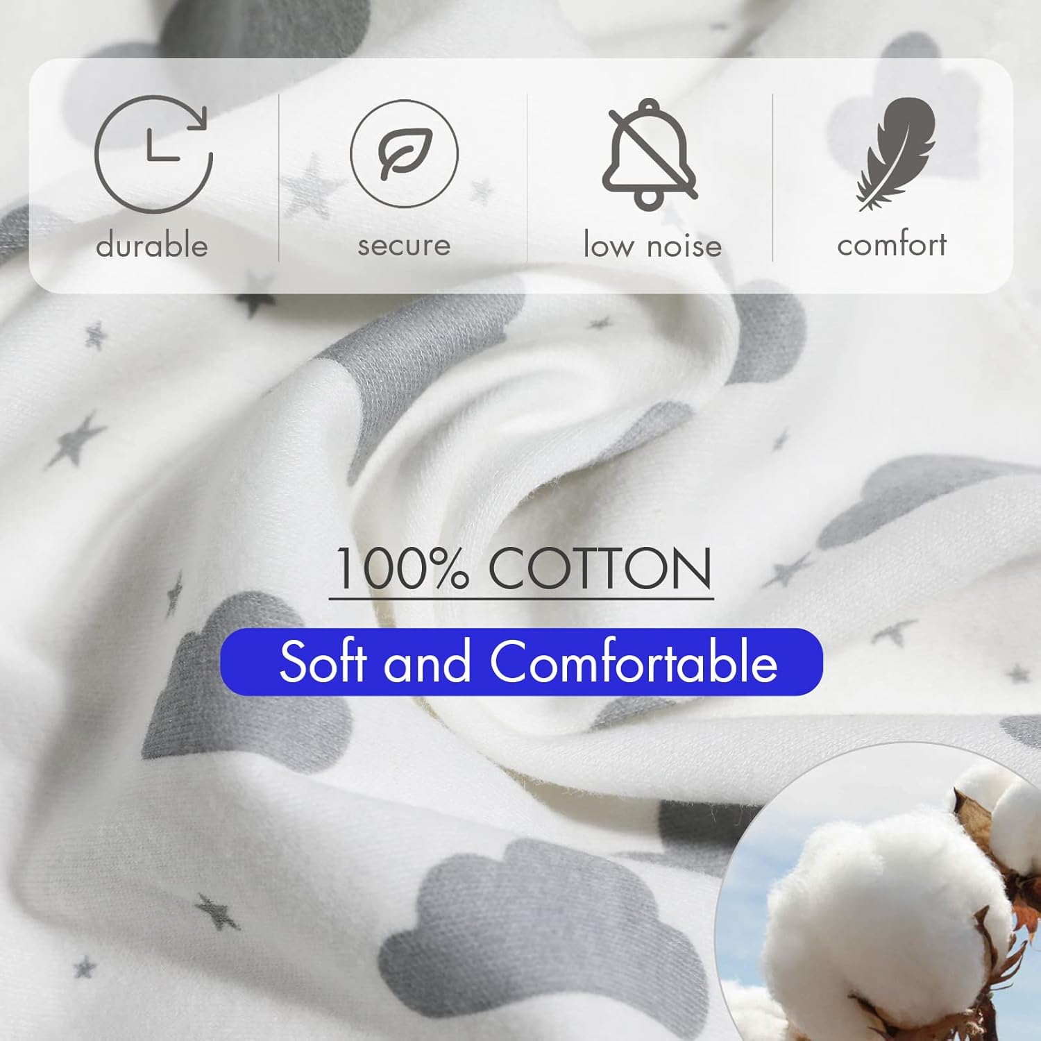 Skiennix Organic Baby Swaddle Sleep Sacks - 4-Pack Adjustable Cotton Wraps for Newborns (0-3 Months)