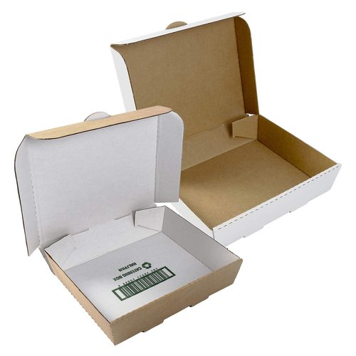 AmerCareRoyal Half Pan Corrugated Catering Box - Secure Stackable Food Delivery Container, Bakery Cardboard Food Storage Boxes, 13” x 10-7/8” x 3”, White, Case of 50