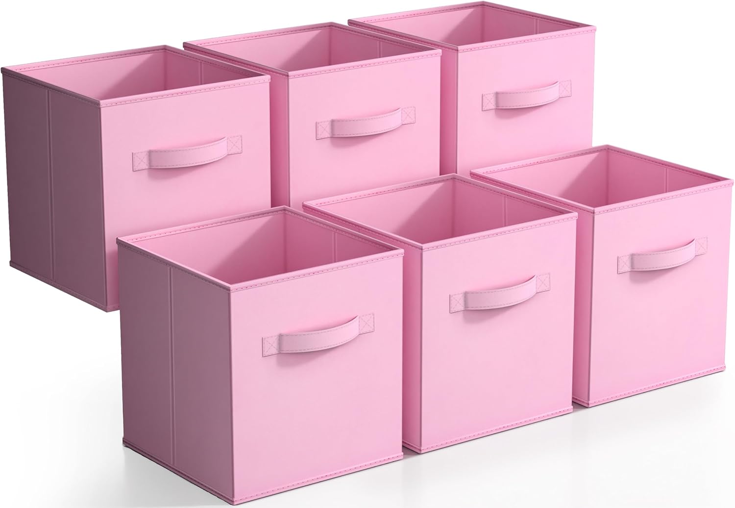 Sorbus Storage Cubes - 11-Inch Foldable Fabric Baskets for Organizing Home & Nursery | 6 Collapsible Bins in Pastel Pink