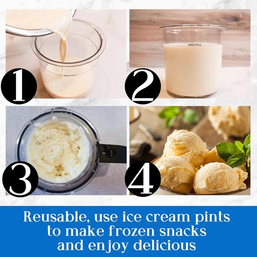 Creami Pints & Lids for Ninja - 4-Pack Ice Cream Containers & Smoothie Pots for NC299AMZ & NC300s