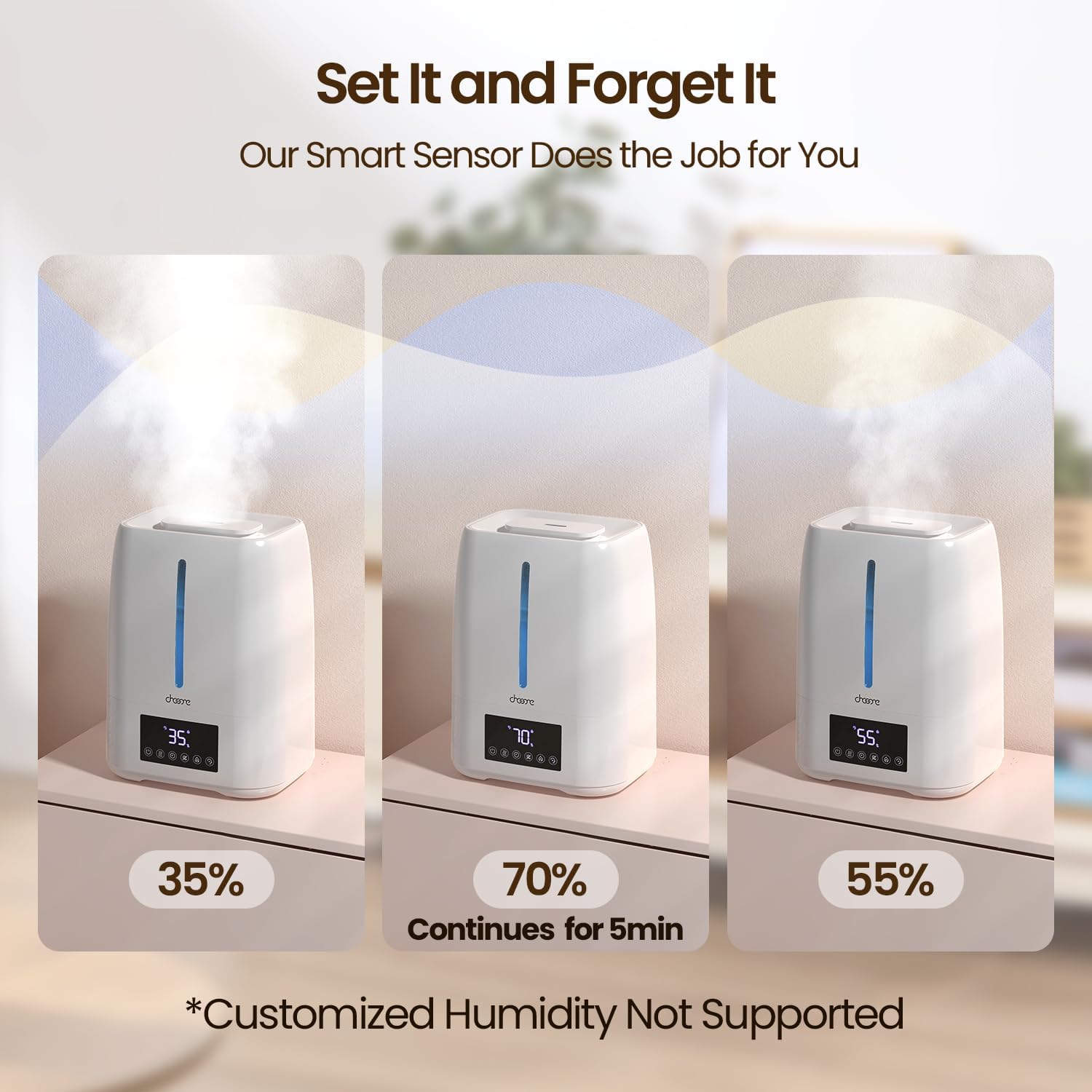 Top Fill Ultrasonic Humidifier by [Brand Name] - Cool & Warm Mist for Large Rooms | Smart Humidity Control & Aroma Diffuser