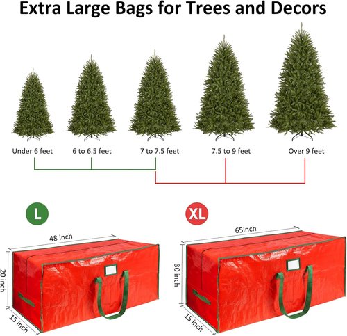 FUCDTEFC Christmas Tree Storage Bag - Heavy Duty 9 Ft Waterproof Container with Reinforced Handles & Dual Zippers (Red)