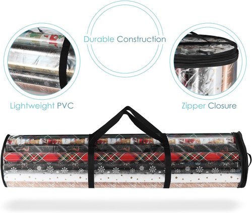 Hearth & Harbor Wrapping Paper Storage Container - Tear-Proof Organizer for 14 Rolls | Premium Clear Design