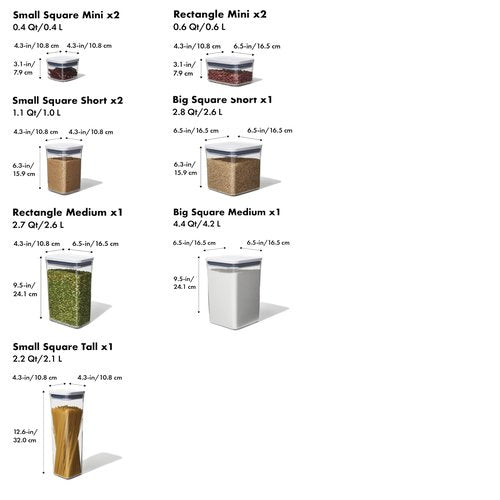 OXO Good Grips 10-Piece POP Container Set for Kitchen Storage, Pantry Organization