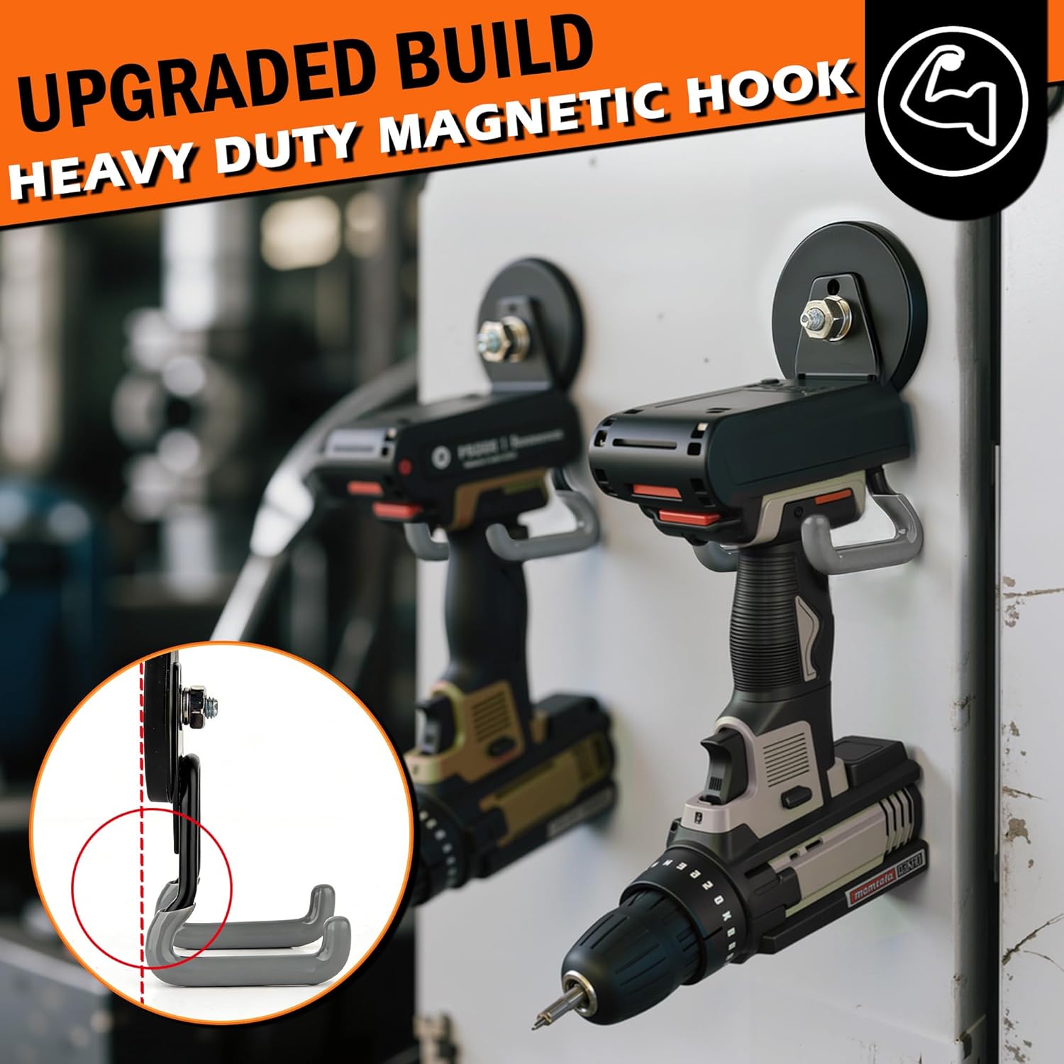 ULIBERMAGNET Heavy-Duty Magnetic Hooks - 4 Pack Strong Magnet Hooks for Tools & Garage Storage (Gray)