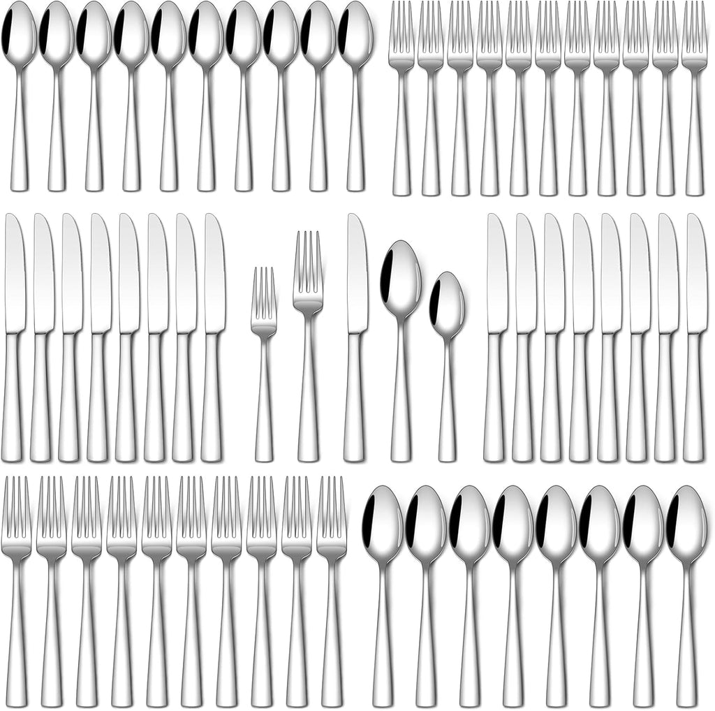 Stapava 60-Piece Silverware Set - Food-Grade Stainless Steel Flatware for 12 | Mirror Polished & Dishwasher Safe