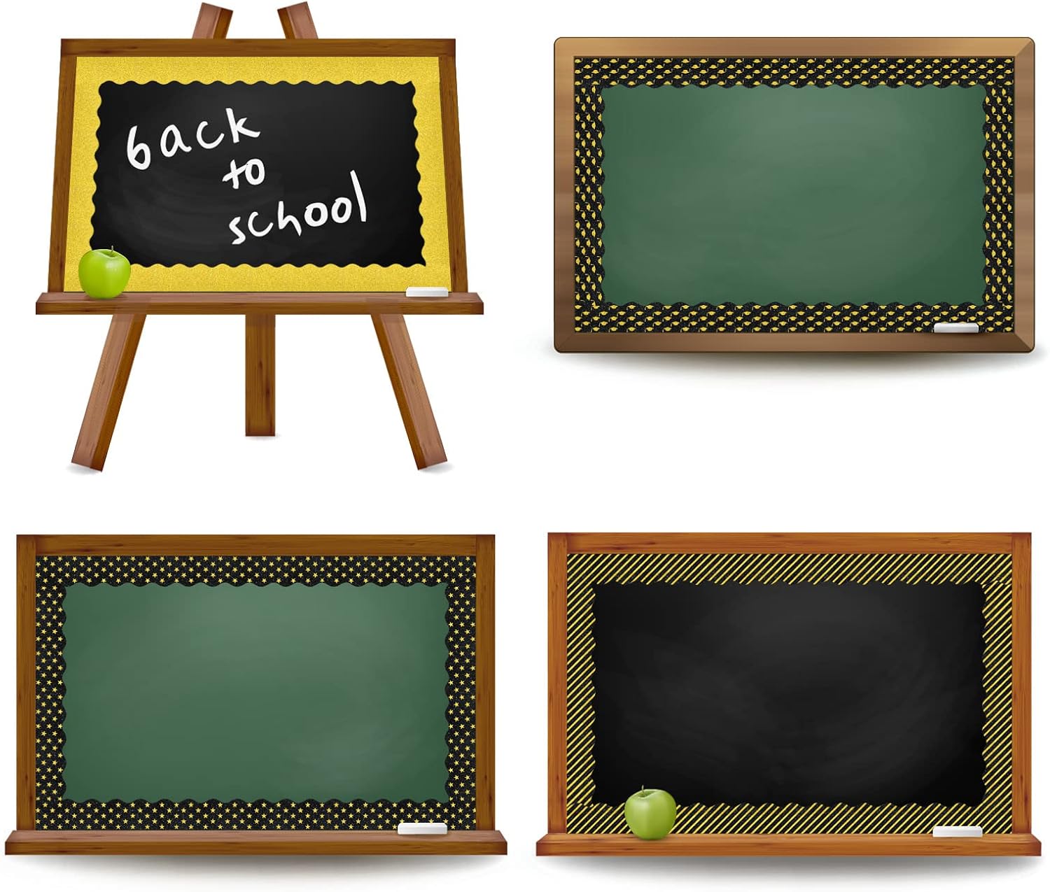Whaline Graduation Bulletin Board Borders - Glitter Black & Gold Cap & Star Trim | 69 Ft Classroom Decor