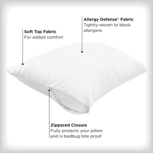 AllerEase Pillow Protectors - Set of 4 Standard/Queen, Moisture Wicking & Allergy Protection - Zippered Design