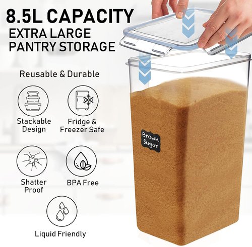 Flour Storage Container - Skiennix 2 PC Extra Large Airtight Food Storage | 8.5L BPA-Free for Kitchen & Pantry