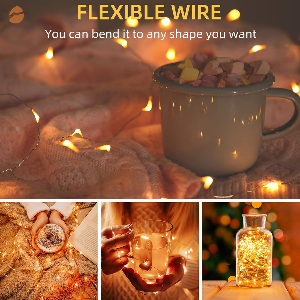 Skiennix 20 Pack Warm White Fairy Lights - 7ft Copper Wire LED String Lights for Weddings, Parties & Decor