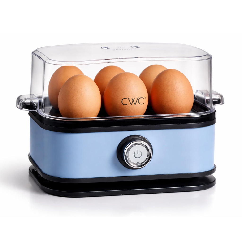 COOK WITH COLOR 6-Egg Capacity Egg Cooker – For Soft, Medium, Or Hard-Boiled Eggs, Rapid Cook Time, Auto Shut-Off & Boil-Dry Protection – Includes Tray, Measuring Cup & Lid – 210W Egg Maker, Navy
