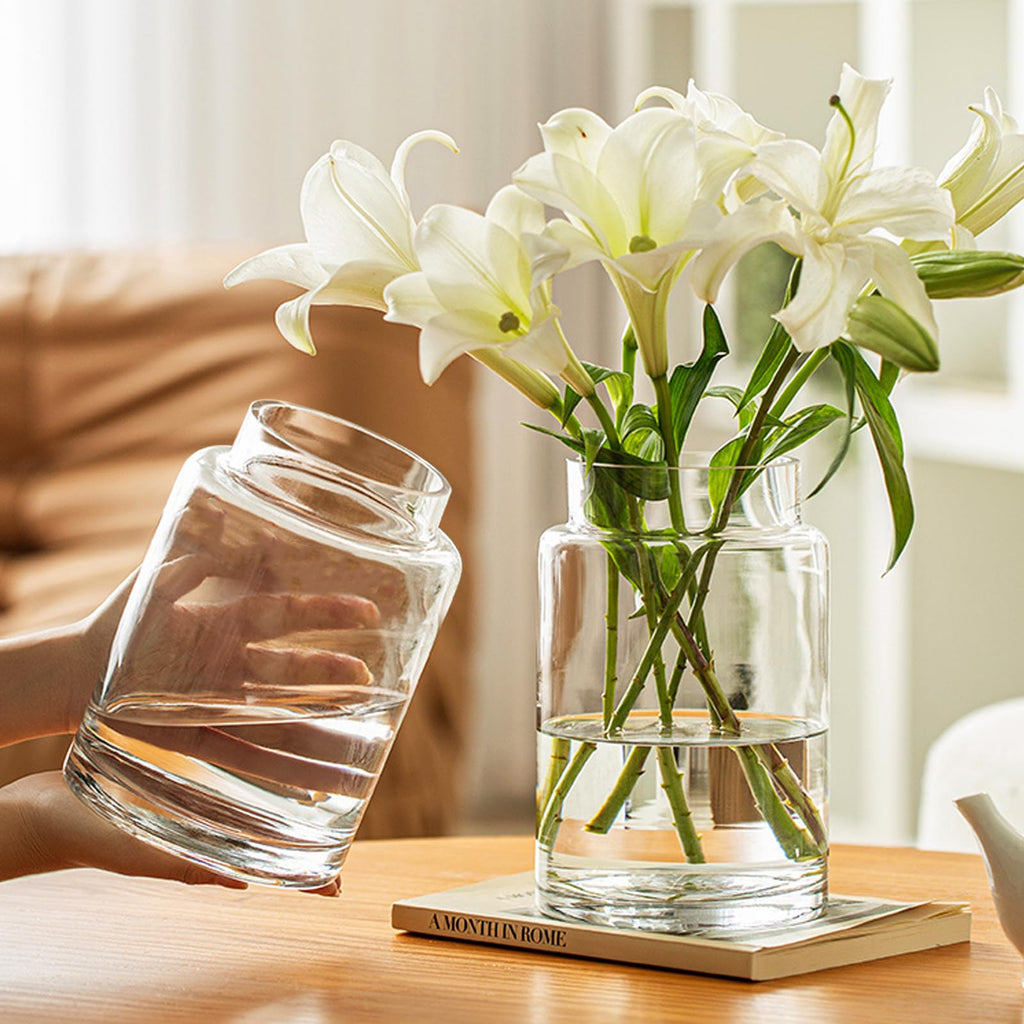 Clear Glass Vases Flower Vases for Centerpieces 9" Large Glass Cylinder Vase for Home Wedding Party Events Office Entryway Décor (Transparent)