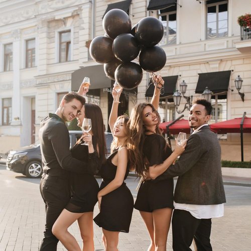 Black Balloons | 100 Pack 12-Inch Round Latex Balloons for Halloween & Party Decorations