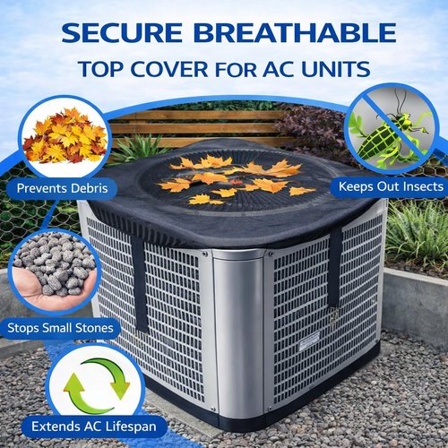 JIFTOK Central Air Conditioner Covers for Outside Units 26'' x 26'', Breathable AC Mesh Cover Protector Outside Unit, Durable AC Cover for Vent & Heater Unit, Top Universal Defener for All Seasons