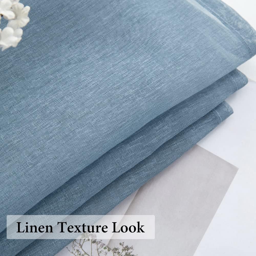 MIULEE Dusty Blue Semi-Sheer Window Curtains - Elegant Grommet Top Drapes, 84 Inch Length, Linen Texture