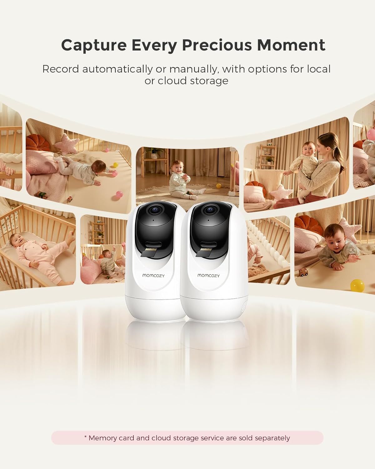 Momcozy BM04 Smart WiFi Baby Monitor - 2 Cameras, 5" 1080P Split Screen, Night Vision & 2-Way Audio