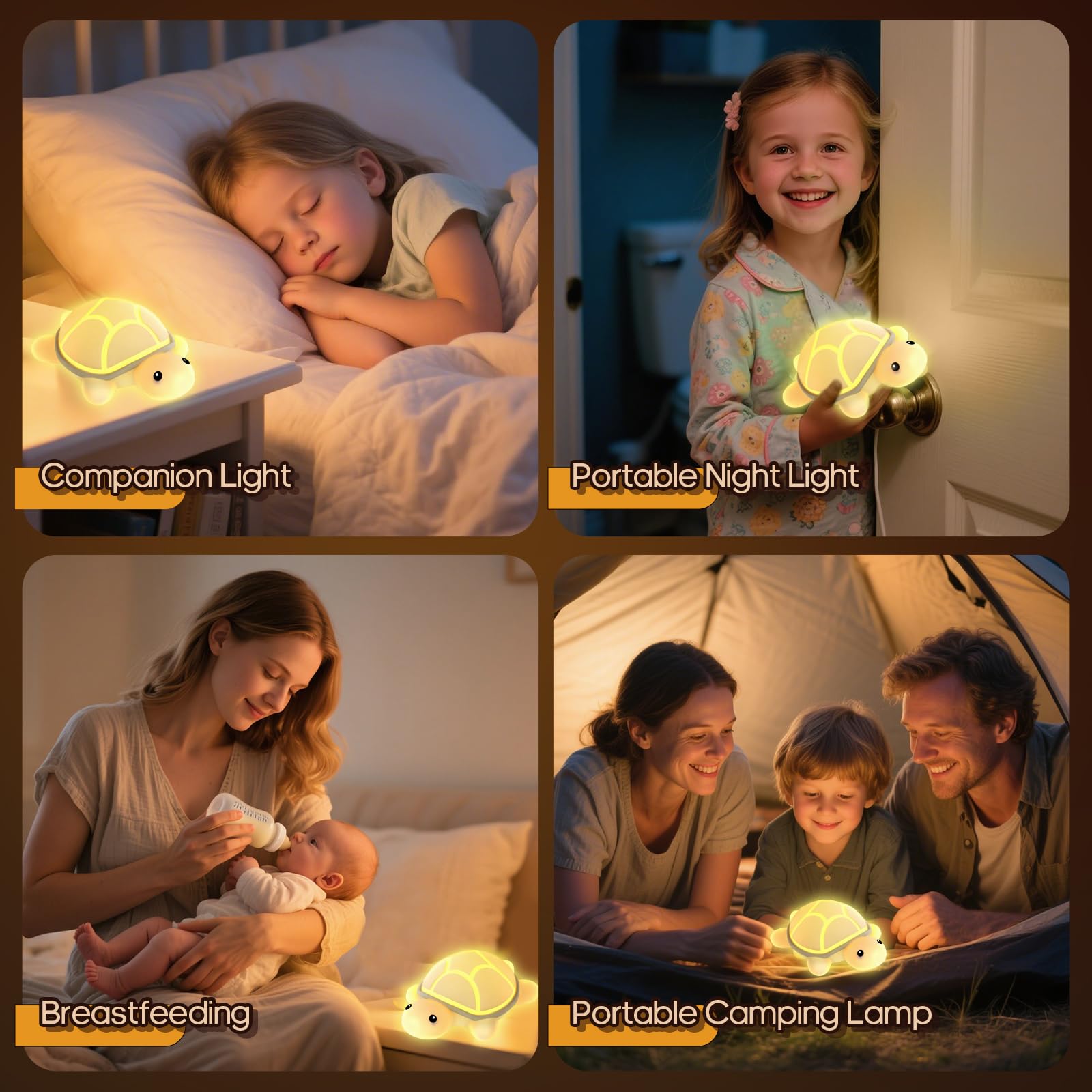 Turtle Night Light for Kids, 7 Color Changing & Touch Control, Rechargeable USB Silicone Squishy LED Lamp for Breastfeeding, Baby Toddler Sleep, Nursery Kids Bedside, Ideal Gift for Boys Girls