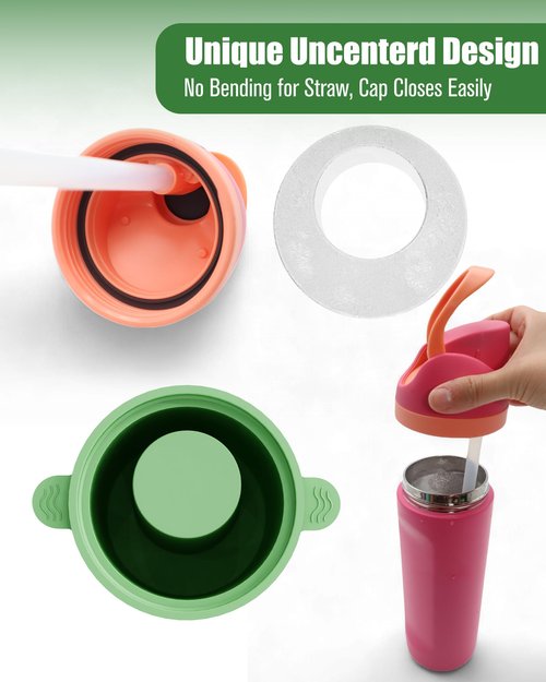 Ice Molds for Owala 24-40oz, Set of 3, Food-Grade Soft Silicone, No White Residue, Easy to Release, Straw Placement Compatible with Owala FreeSip, Keeps Drinks Cold Longer (Green)