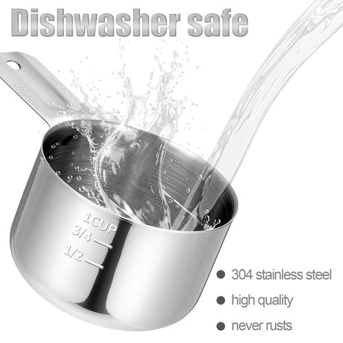 Stainless Steel Measuring Cup, 1 Cup Rice Measuring Cups (8 oz | 240 ml), Single Measure Cups, Kitchen Gadgets, Metal Measure Scoop for Cooking Baking, Laundry Detergent, Wet and Dry Ingredients