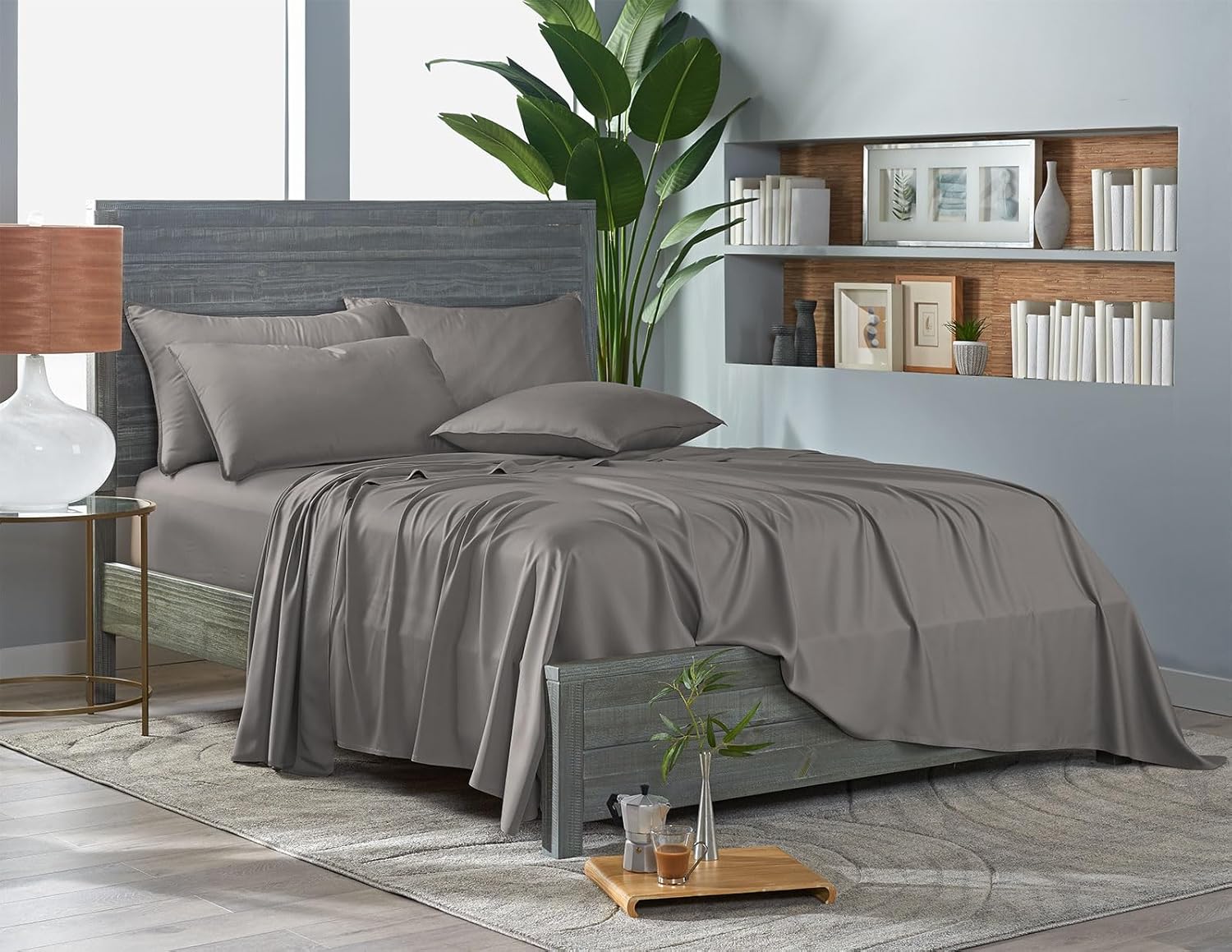 Pure Bamboo Twin XL Sheets - Luxuriously Soft & Cooling 100% Organic Viscose Set | Graphite Color, Double Stitching